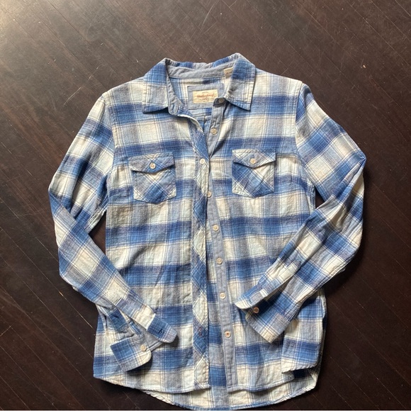 Weatherproof light blue plaid shirt, size small - Picture 1 of 5